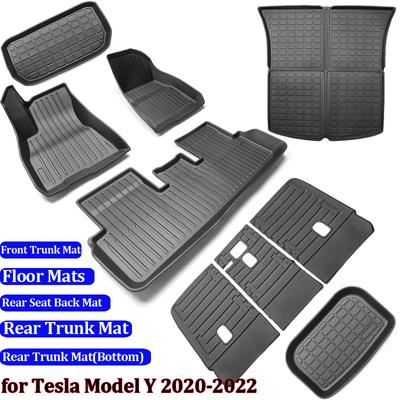Alfombrilla de maletero para Tesla Model Y 2023, juego completo de alfombrillas de carga, antideslizantes 3D, impermeables y para todo tipo de climas. Accesorios.