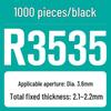 Nylon R-Type Snap-In Rivets & PC Fixing Buckles, Black & White, PA66 Plastic, R3.5