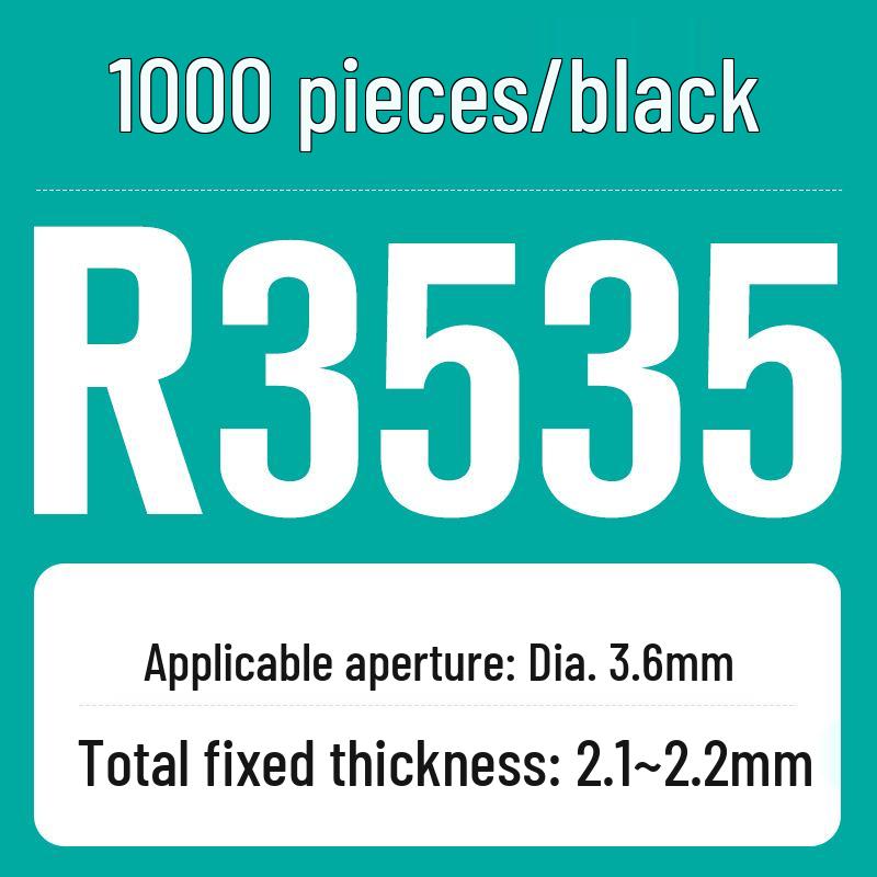 Nylon R-Type Snap-In Rivets & PC Fixing Buckles, Black & White, PA66 Plastic, R3.5