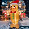 Joyfy 12 FT Christmas Inflatables Gingerbread Man Outdoor Decorations Blow Ups Yard with Built-in LEDs for Holiday Party Decor