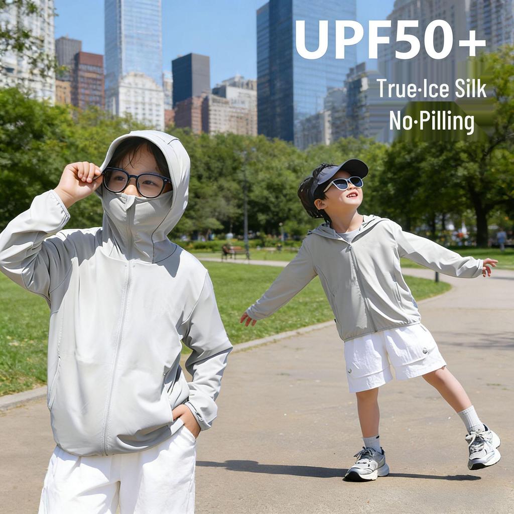 UPF50 Kinder Eisseide Sonnenschutzjacke - Eltern-Kind, Jungen & Mädchen Sommerbekleidung
