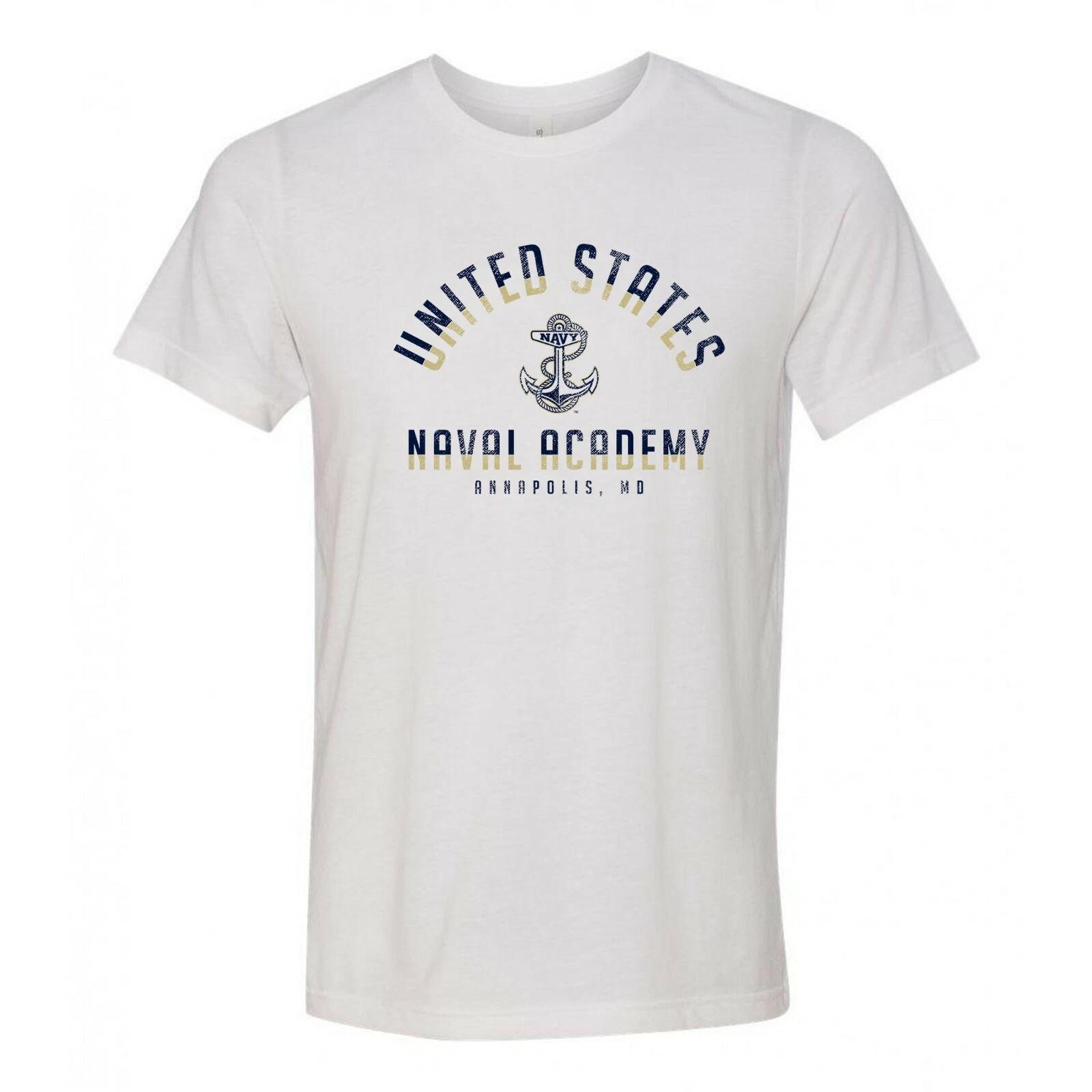 US Naval Academy Midshipmen Division Arch Triblend T Shirt - Solid White L