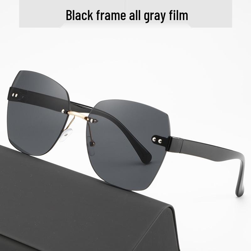 European and American Gradient Lens Frameless Sunglasses for Women - Trendy Internet Celebrity Style, Versatile Bare Face Sunshade.