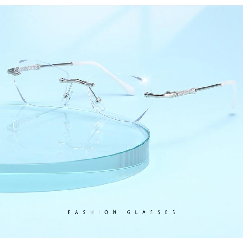 Diamond Cut Rimless Reading Eyewear Anti Blue Light High-definition Frameless Presbyopic Glasses Starlight Sparkling Glasses