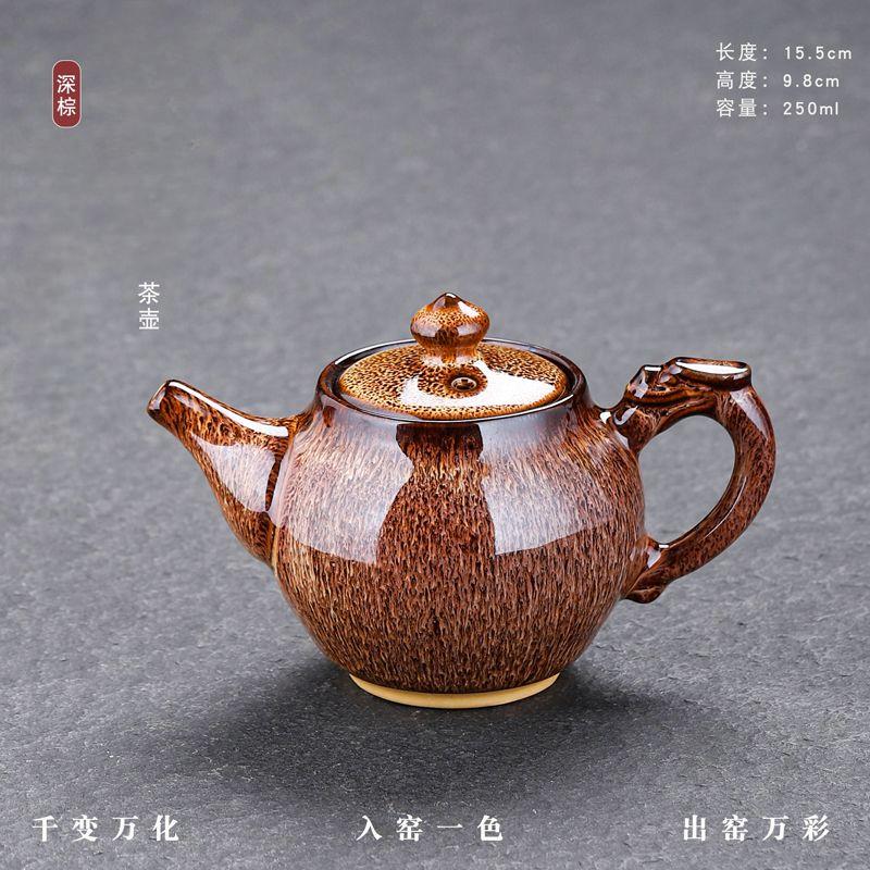 Set da Tè Kung Fu in Ceramica di Alta Qualità Teiera con Manico Laterale Piccola e Raffinata Teiera per la Preparazione del Tè