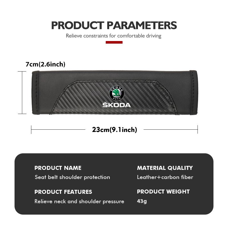 AAABS1 Seat Belt Cover Car Styling Cotton Safety Shoulder Protector Auto Accessories For Skoda Kamiq Karoq Octavia 2 3 Rapid Scala Kami
