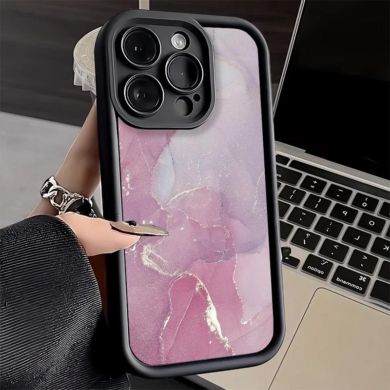 Phone Case for iPhone 17 Air 16E 15 16 Pro Max Gold Granite Marble Pattern Cover 14 Plus 13 12 Mini Soft Shell Silicone Fundas