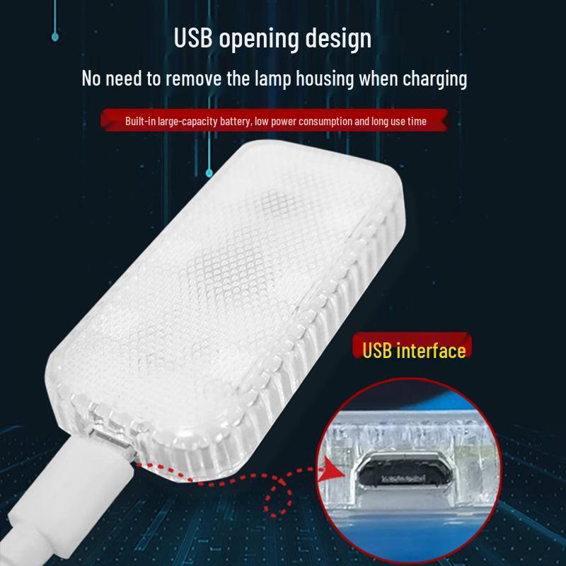 Wireless USB-Charged LED Car Light: Touch-Activated, No Wiring Required, Ideal for Glove Box and Ambient Lighting.