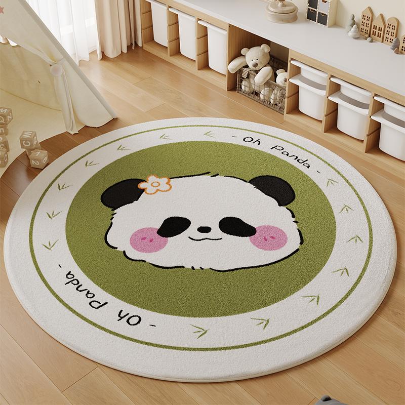 Cartoon Style Bedroom Decor Round Carpet Thick Plush Carpets for Living Room Fluffy Soft Children's Floor Mat Washable Study Rug