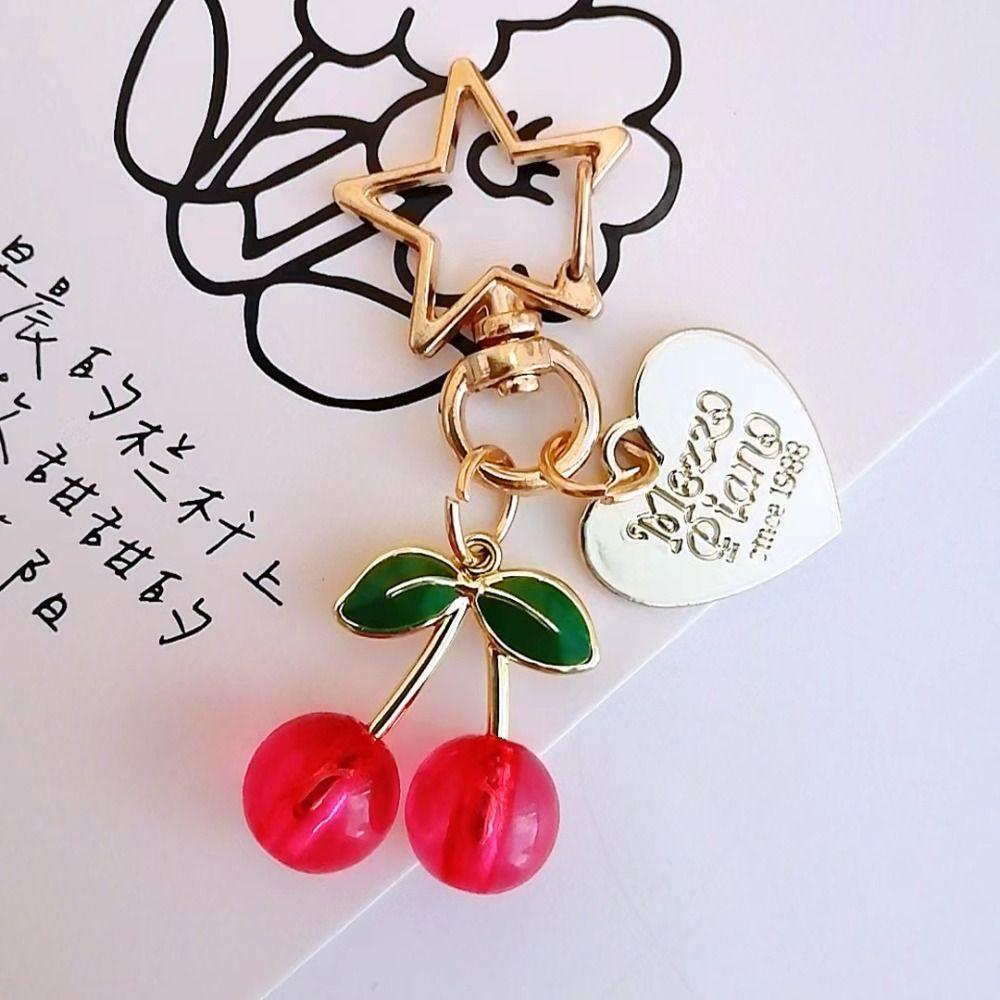 

Star Cherry Keychain Resin Keychain Bow Bag Pendant Creative Beads Heart Keychain Bag Hanging style 1