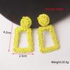 Yellow Flower Dangle Earrings Imitation Pearl Women Drop Earrings Hollow Square Statement Earrings Korean Fashion Earrings