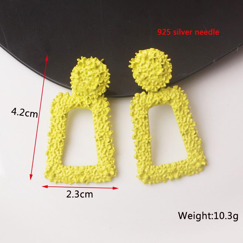 Yellow Flower Dangle Earrings Imitation Pearl Women Drop Earrings Hollow Square Statement Earrings Korean Fashion Earrings