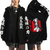 Anime Bean Demon Slayer Blade Japanese Manga Zipper Hoodie for Men and Women Anime Enthusiasts Hoodie
