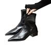 Pointed Short Boots Women's New Autumn and Winter Single Boots Fashion Thick Heel Thin Boots Niche Martin Boots