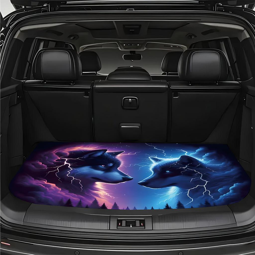 1Pcs Thunder & Wolf Car Trunk Mat with Anti Slip Cargo Liner Waterproof Rear Storage Protector Floor Mat for SUV Sedan Vehicle I