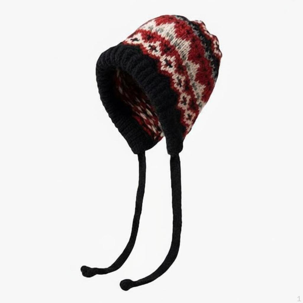 Winter Knit Cap, Women Hat, Thick Warm Ear Cover, Relaxed Blue Coffee
