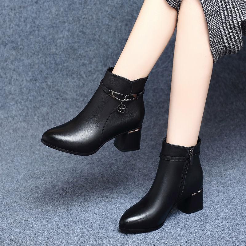 Short Boots Children 2025 Autumn and Winter New Mother Martin Boots Middle Heel Women's Leather Shoes Short Boots
