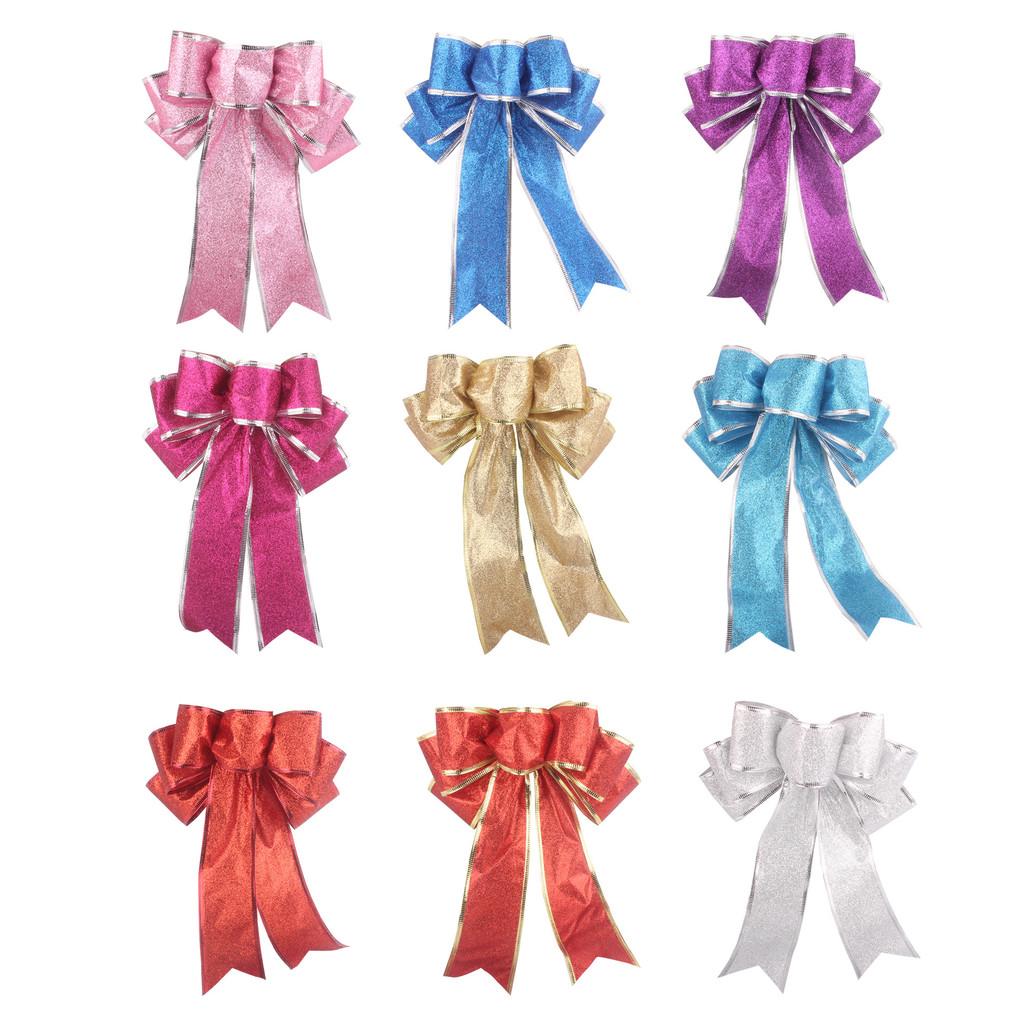 Stunning Multicolor Sparkling Glitter Christmas Tree Bow Ribbons For Holiday Celebrations