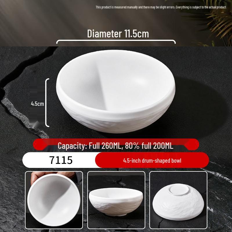 Melamine Porcelain-Style Rice Bowl & Dipping Sauce Dish Set