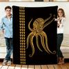 Golden Tribal Octopus Flannel Blanket Soft Cozy Throws Napping Travel Use