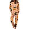 Women's Casual Pajama Set with Long Sleeve Round Neck and Drawstring Wide Leg Pants for Sleep and