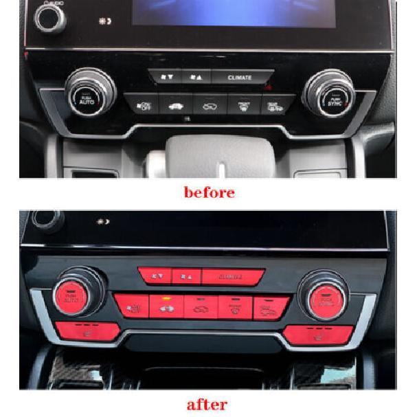Red Central Console AC Button Aluminum Cover Trim For Honda CR-V 2017-2021 DX<