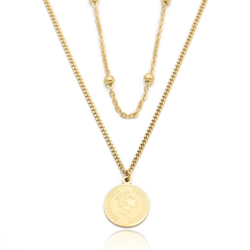 New Titanium Steel Non-Fading Double-Layer Necklace Women'S Light Luxury Niche Design Sense Simple And Versatile Collarbone Chain