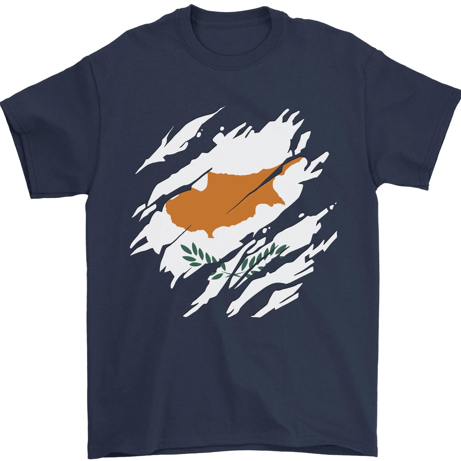 Torn Cyprus Flag Cypriot Day Football Mens T-Shirt 100% Cotton M