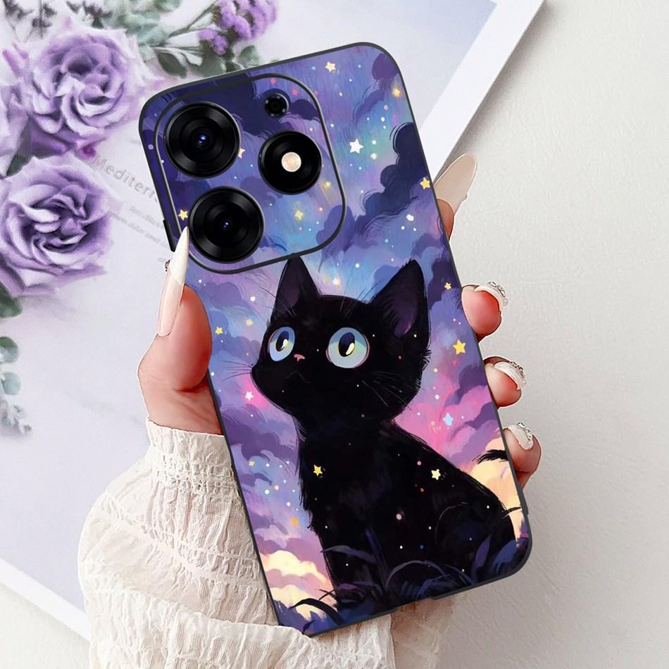 For Tecno Spark 10 Pro Phone Case Spark 10Pro 4G KI7 Elegant Floral Cat Printing Soft Silicone TPU Cases