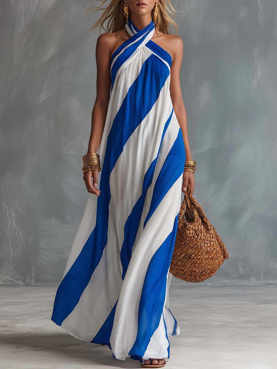 2026 summer new European and American style V-neck neck vest dress women s design temperament fashion commuting French style S синий