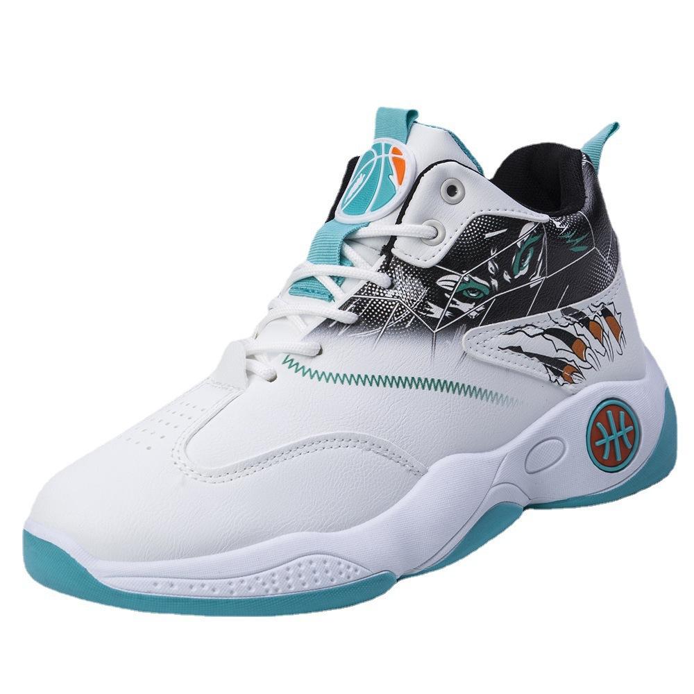 Men's Shoes Spring New Men's Basketball Shoes PU Surface Breathable Sports Shoes Fashion High-top Platform Casual Men's Shoes