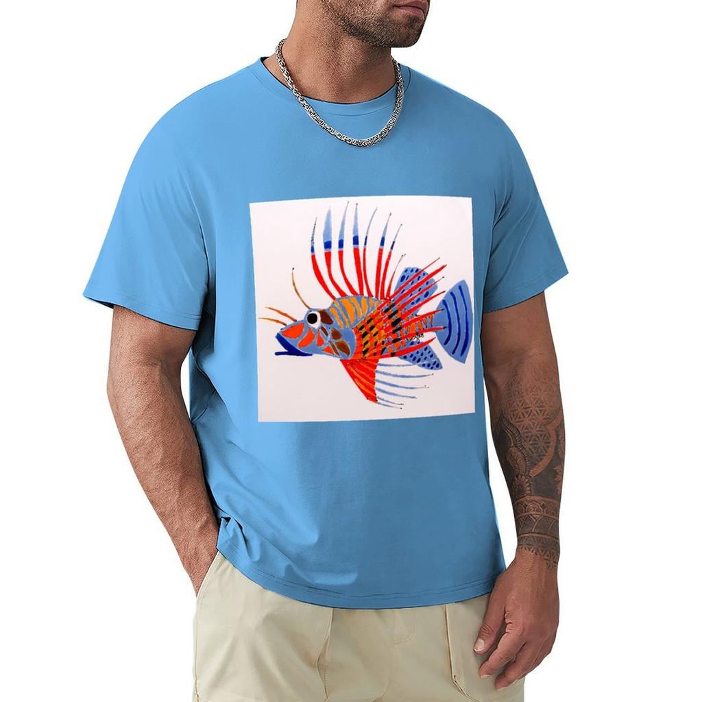 Lion Fish T-Shirt Heavyweights Plain Short Sleeve Tee Vintage T Shirts Men T Shirt