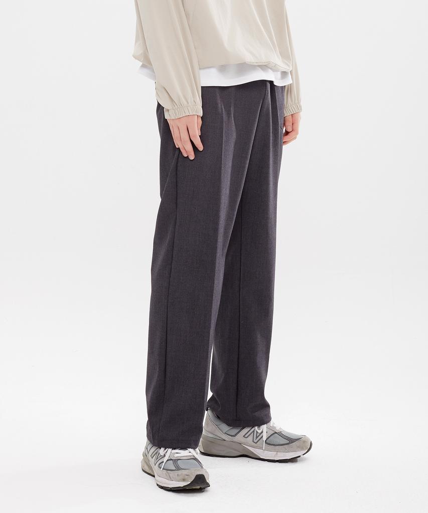 PEPPERSEASONING Unisex Wide Elastic Waist Slacks Standard Grey