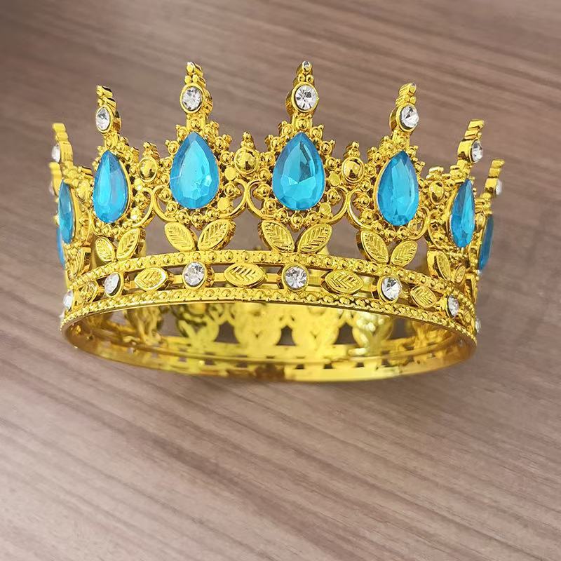 European and American Baroque Plastic Teardrop Crown Headwear for Brides Wedding Photography Accessories Full Round Coming of Age Ceremony Headwear