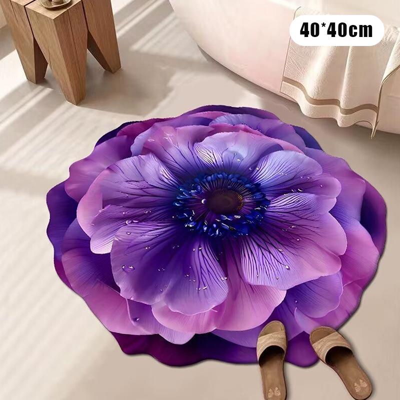 New Flower Carpet Special-Shaped Soft Peony Floor Mat Durable 40X40Cm Non-Slip Absorbent Bathroom Floor Mat