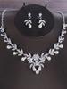 3PC Women's Flower Pearl Zircon Set with rhinestone necklace, earrings, Zircon accessories, party and holiday gifts