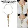 Zinc Zinc Alloy Fashion Exaggerated Necklace Rhinestone Fish Bone Neck Chain  For Women