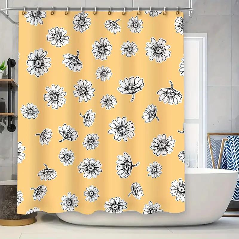 

Floral Shower Curtain Unique Design for Bathrooms Decor Must-Have Home Accessory W90xH180cm