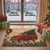 1pc, 2D Flat Printing, Christmas Retro Red Truck Theme Door Mat | Non-Slip And Machine Washable Polyester, Suitable for Entrance/Bedroom/Balcony