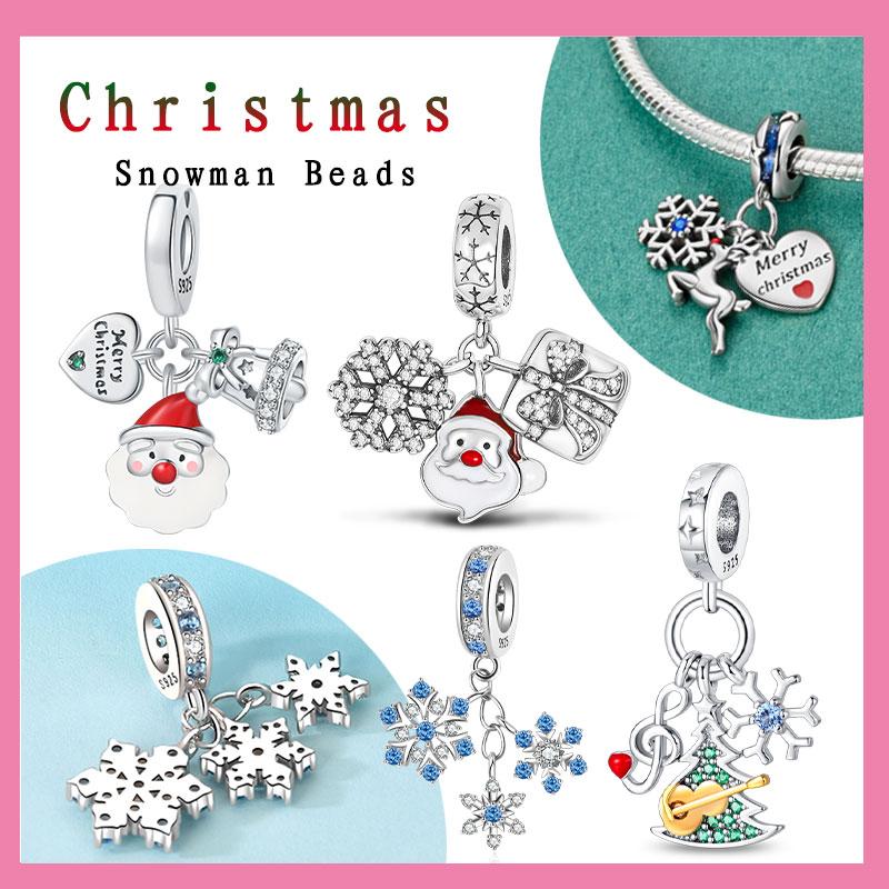 Charms Plata Originales Christmas Snowflake Beads For Charms Copper Bracelet Beads Jewellery Making Women'S Gift