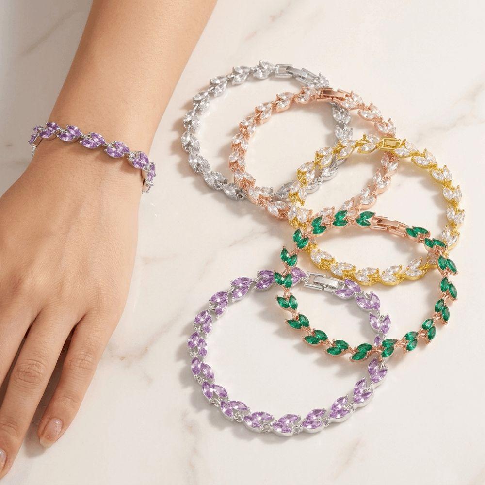 Adjustable Women Bracelet Colored Zircon Hand Jewelry Unique Chain Bracelet  Women