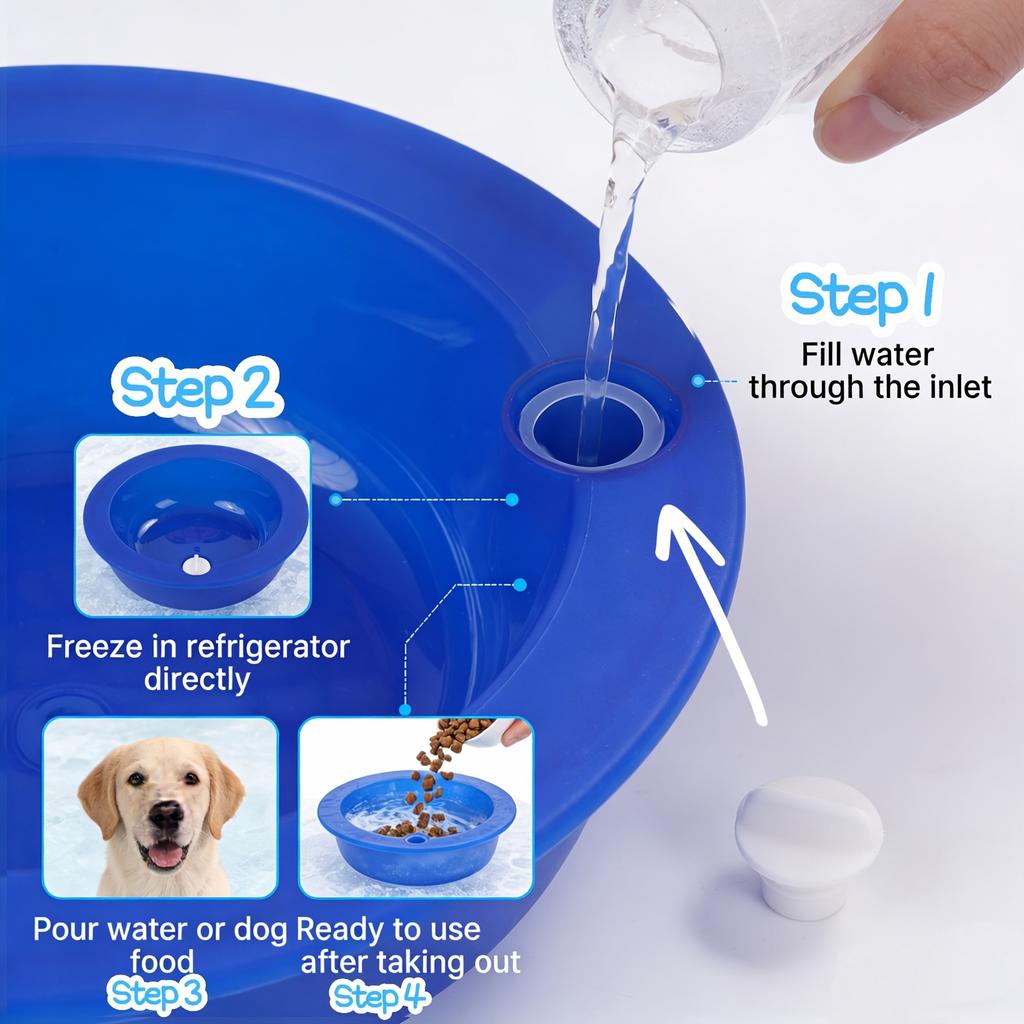Grote Plastic Voerbak voor Honden en Katten - IJskom voor Zomerse Hitte