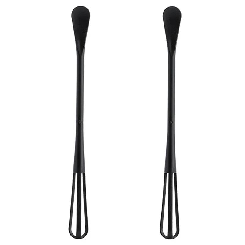1/2PCS Small Mini Plastic Whisk Mixer Hand Egg Beater Stirrer Baking Blender Tool Double Head Whisk with Small Spoon Kitchen
