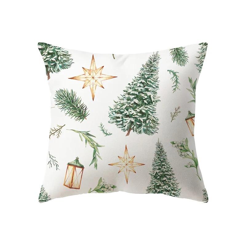 Christmas Theme Santa Claus Print Pattern Cushion Cover For Home Living Room Sofa Decoration Pillow Cover