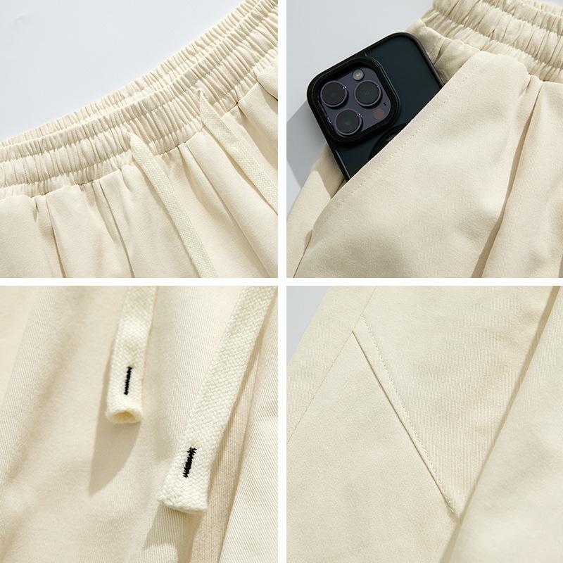 Japanse Stijl Heren Losse Casual Werkkleding Shorts All-Match Zomer Effen Geplooide Knie-Lengte Korte Broeken