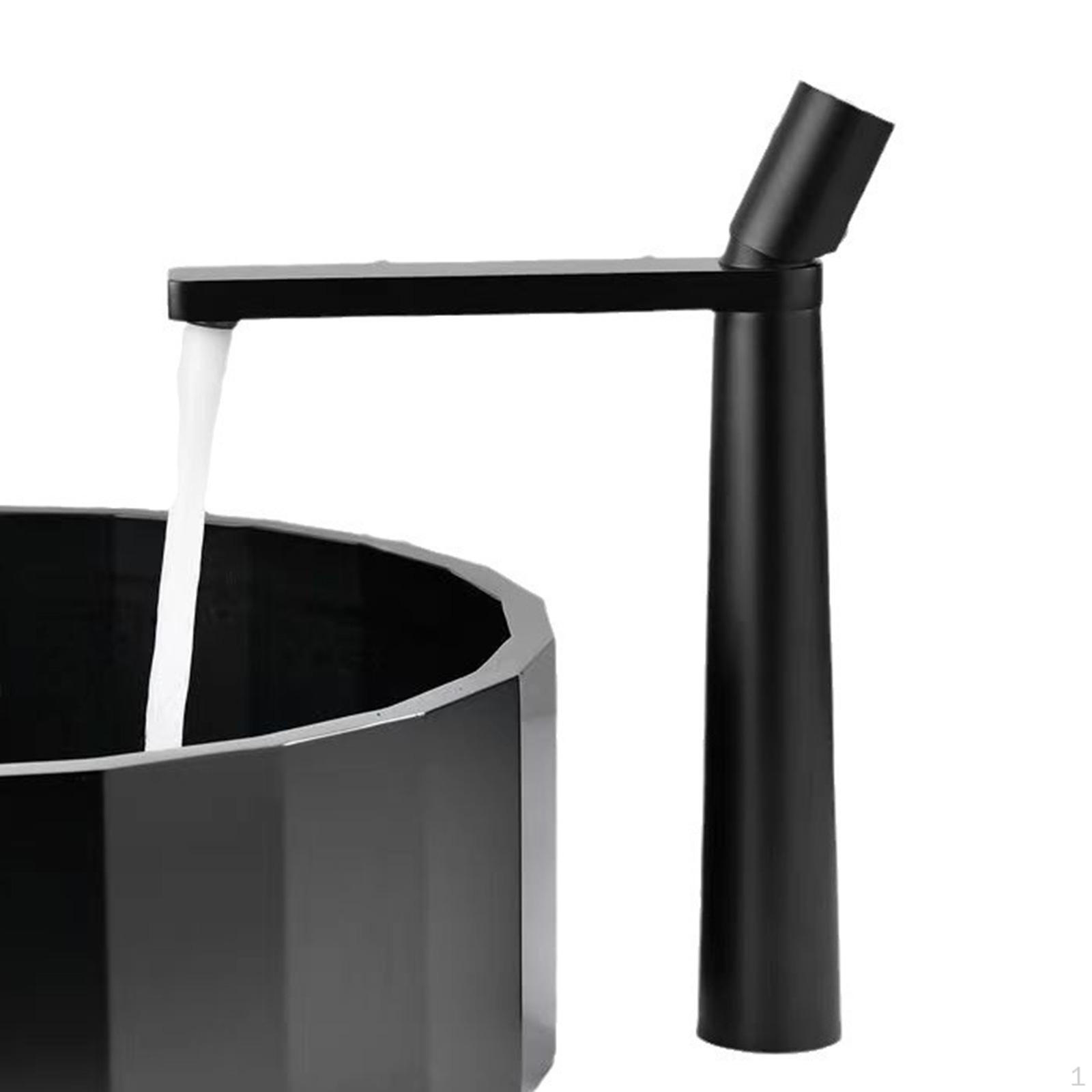 Bathroom Faucet and Cold Brass Ceramic Core Water Faucet, Single Handle Basin Mixer Tap for black long