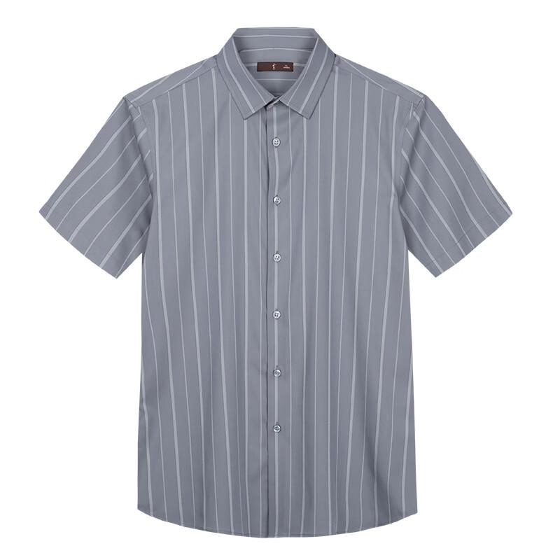Men's Vertical Stripe Jacquard Short Sleeve Shirt