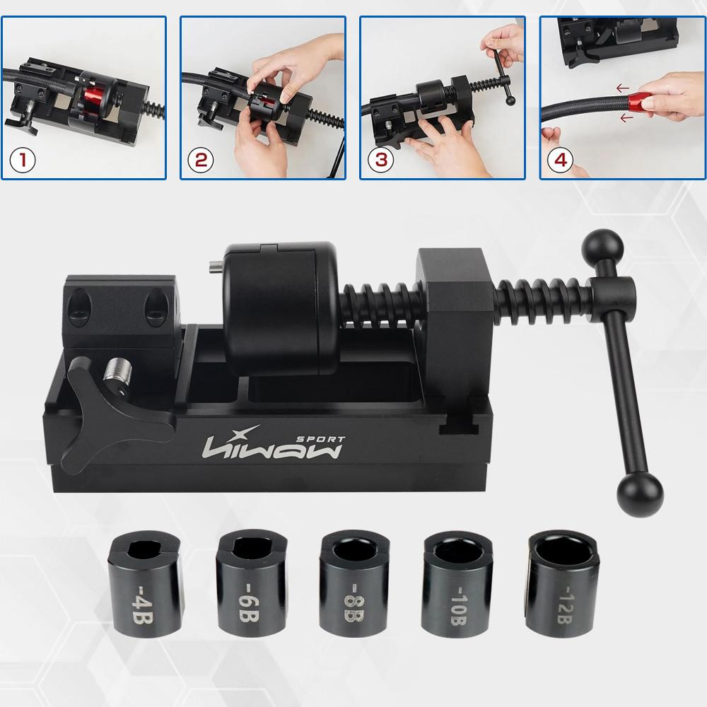 Fuel Line Fittings Installation Tool Fuel Hose Connector Tool Kit with 5 Fittings Brackets For 12AN 10AN 8AN 6AN 4AN Connectors