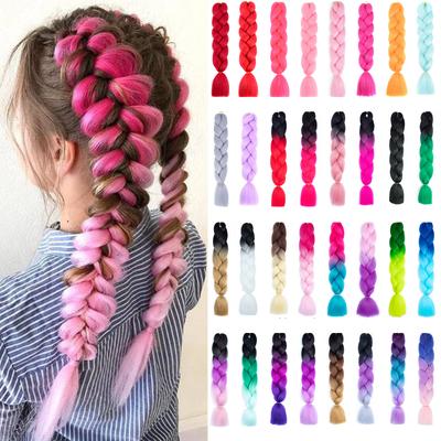 Jumbo Braid 24 Zoll synthetisches Flechthaar Ombre Jumbo Haarverlängerung für Frauen DIY Haarzöpfe Rosa Lila Gelb Grau