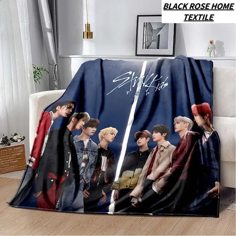 Manta con estampado de Arte de moda KPOP stray-kids Idol, sof de sala de estar, manta de felpa suave para dormir, Sbana de